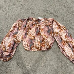 Chic Floral Blouse in Pink and Brown